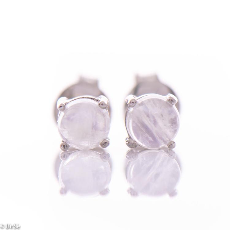 Silver earrings - Natural moonstone 5x5 mm 0,68 ct.