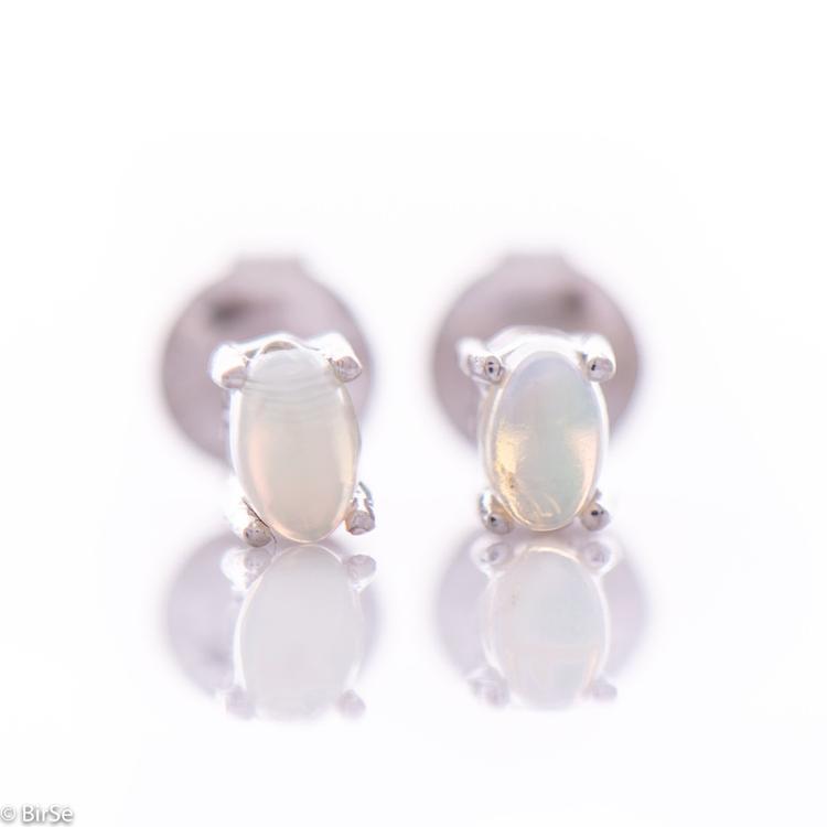 Silver earrings - Natural opal 5x3 mm 0,32 ct.