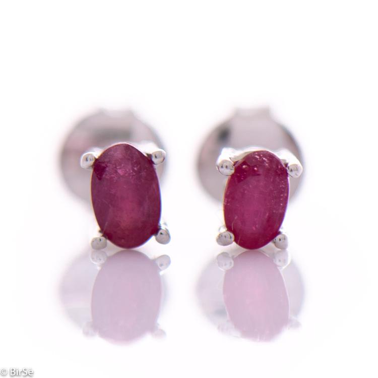 Silver earrings - Natural ruby 5x3 mm 0,70 ct.