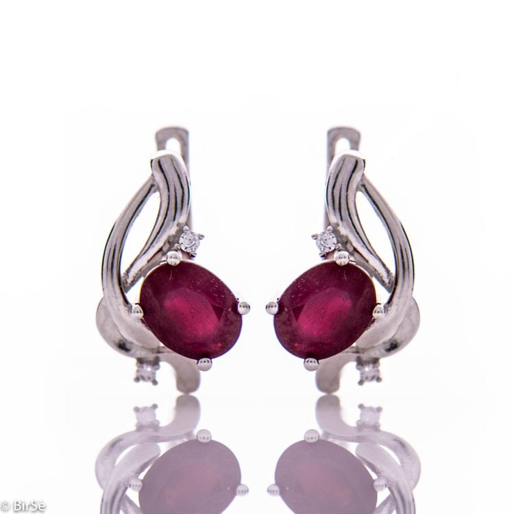 Silver earrings - Natural ruby 2,12 ct.