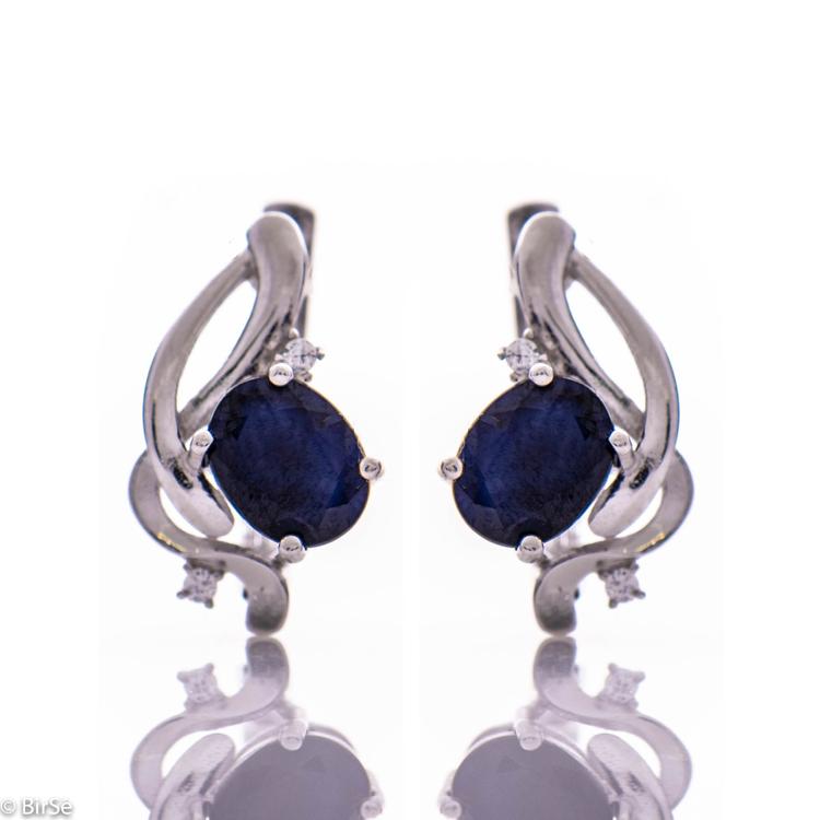 Silver earrings - Natural sapphire 2,00 ct.