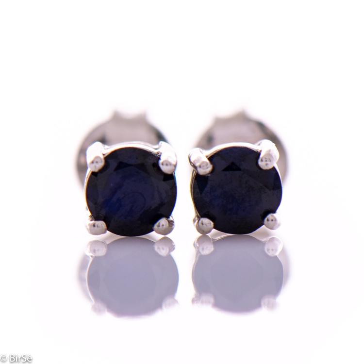 Silver earrings - Natural sapphire 5x5 mm 1,30 ct.