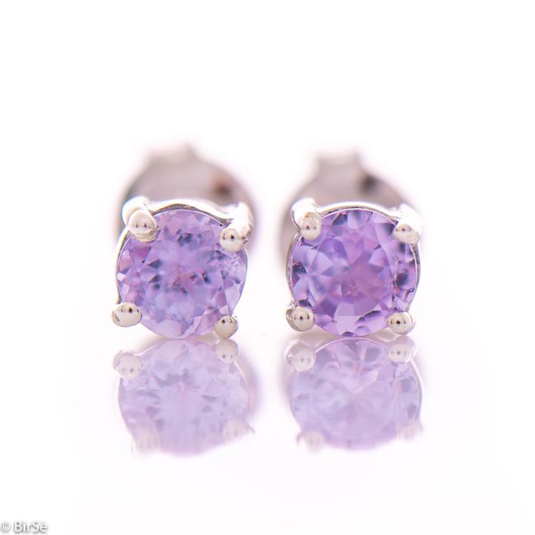 Silver earrings - Natural tanzanite 5x5 mm 0,90 ct.