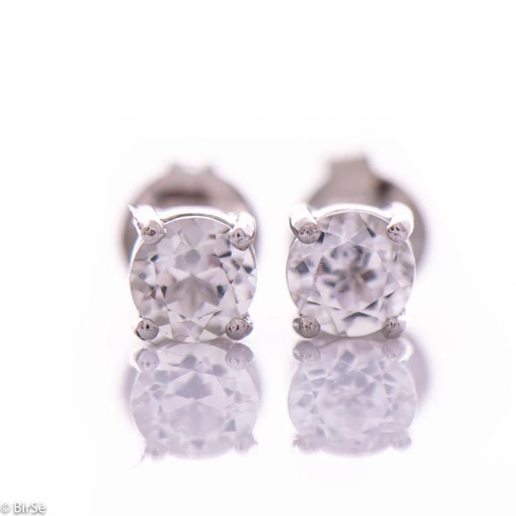 Silver earrings - Natural white topaz 5x5 mm 1,12 ct.