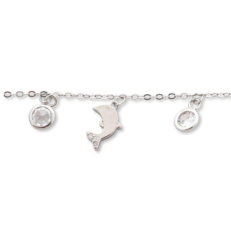 Silver ankle bracelet - Dolphins