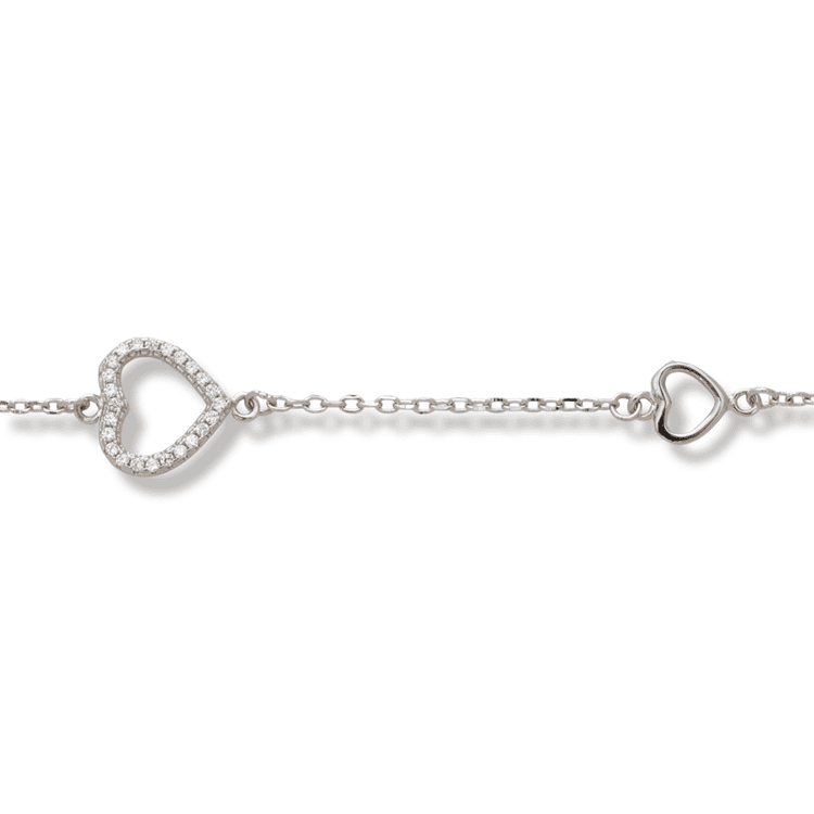 Silver Bracelet - Two Hearts