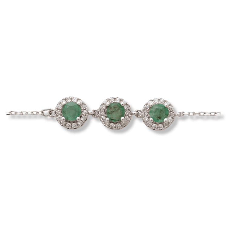 Silver bracelet - Natural Emerald 0,81 ct.
