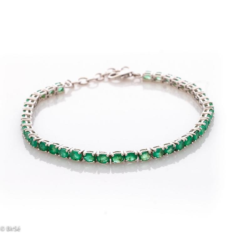 Silver bracelet - Natural emerald 10,00 ct.