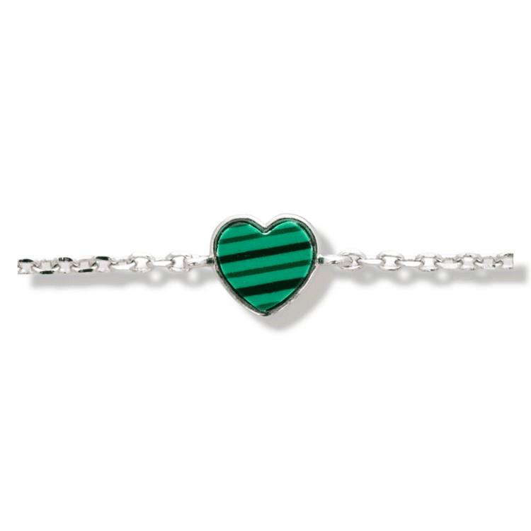 Silver bracelet - Heart of Malachite