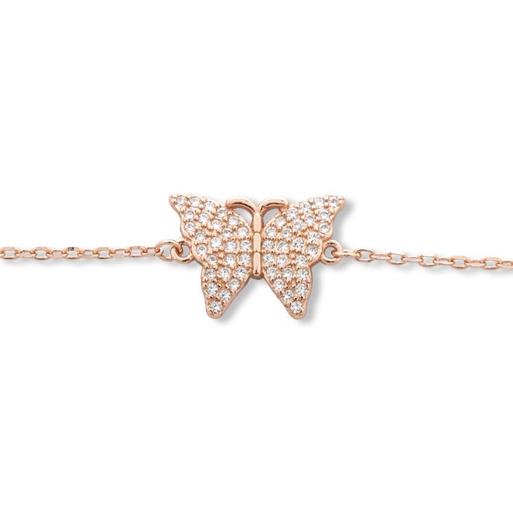Silver bracelet - Pink Butterfly