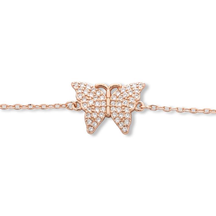 Silver bracelet - Pink Butterfly