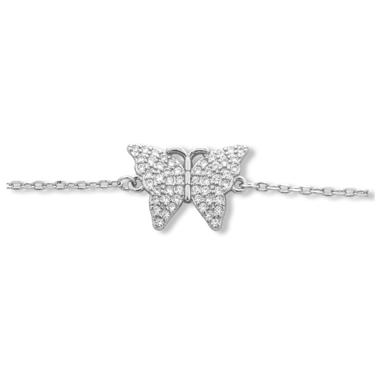 Silver bracelet - White Butterfly