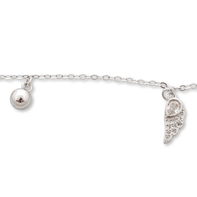 Silver ankle bracelet - Wings and Zircons