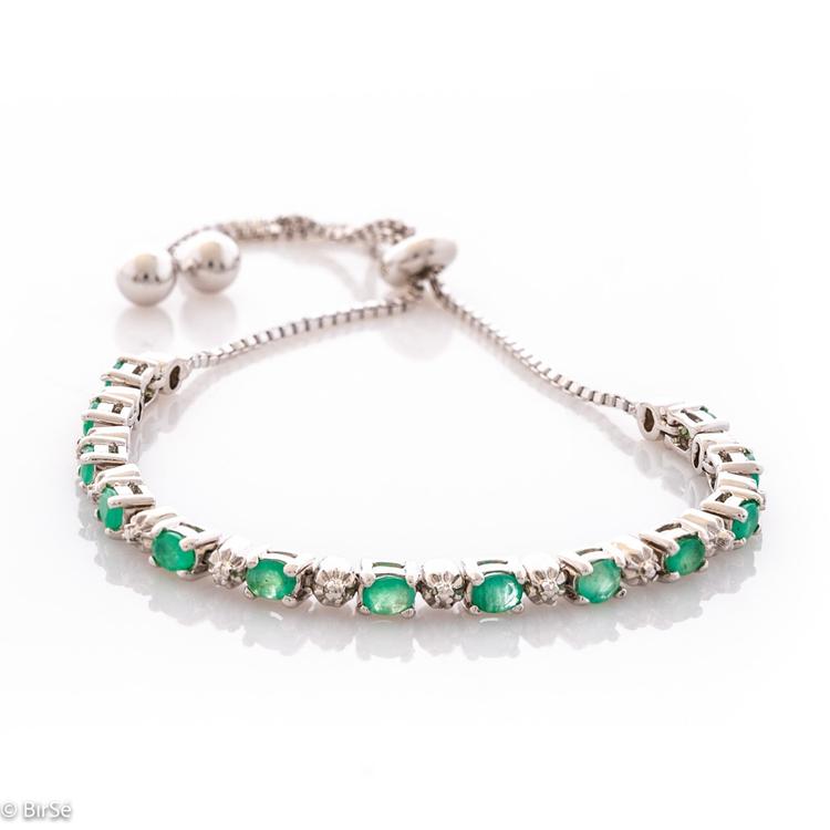 Silver bracelet - natural emerald