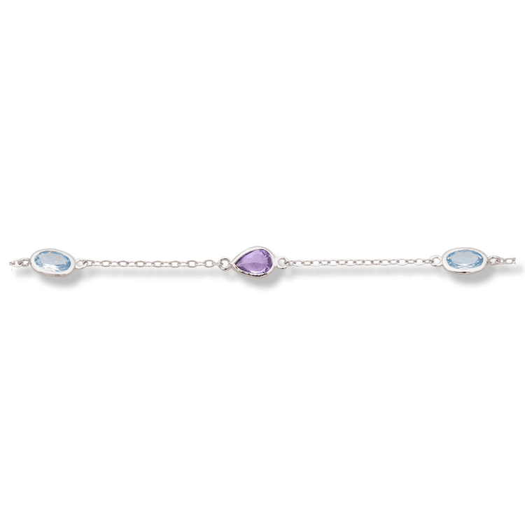 Silver bracelet - Colored stones