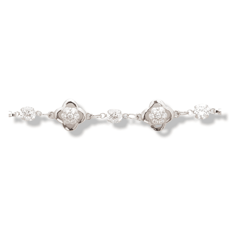 Silver bracelet - Flowers and Zircons