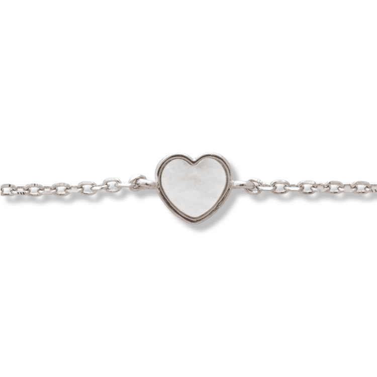 Silver bracelet - Heart from Mother of pearl