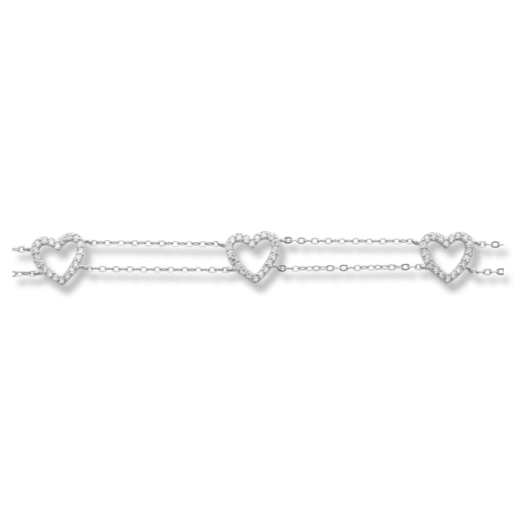 Silver bracelet - Three hearts