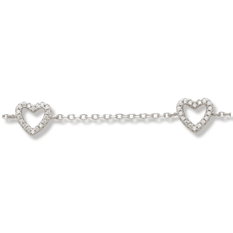 Silver bracelet - Three hearts