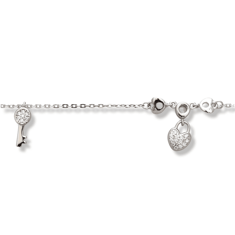 Silver bracelet - Key and padlock