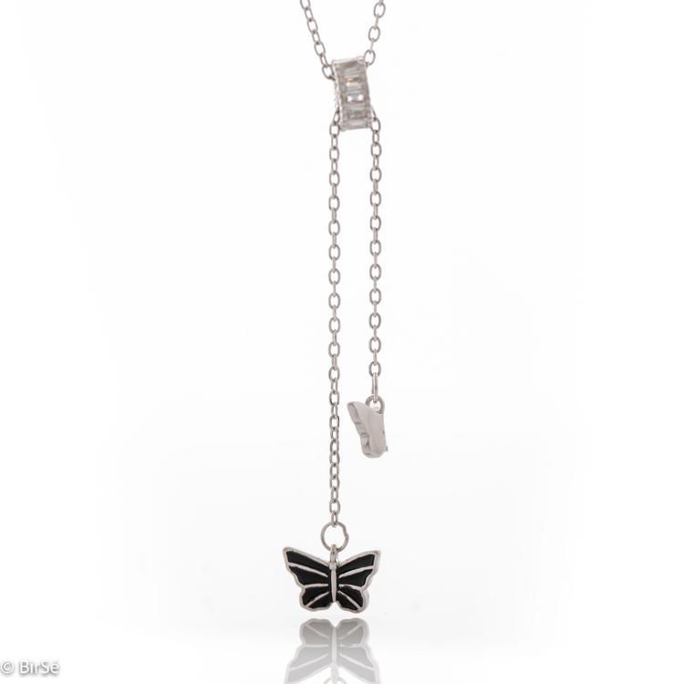 Silver Necklace - Dancing Butterflies