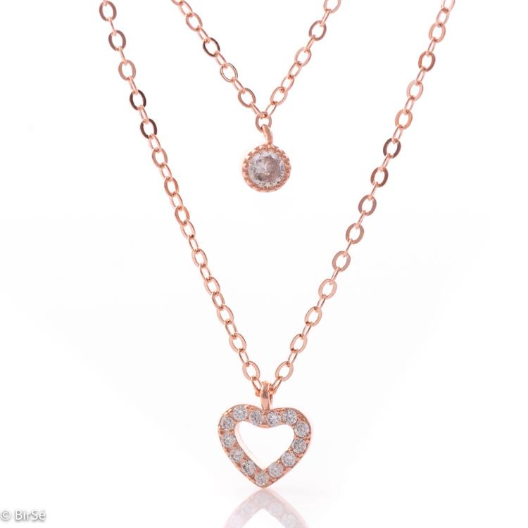 Silver necklace - Heart and Zircon