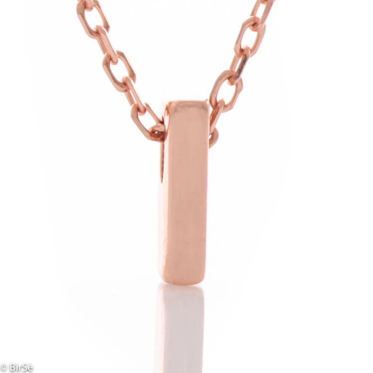Necklace pink silver - letter ,, I " 