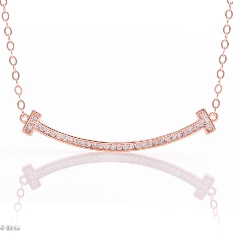 Silver Necklace - Pink Glitter