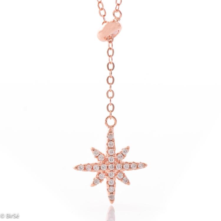 Silver Necklace - Pink Star