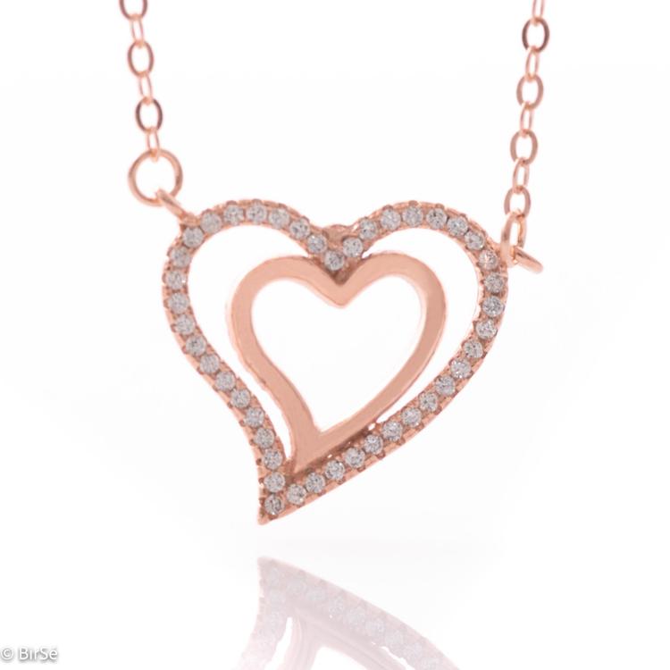 Silver necklace - Pink Romance