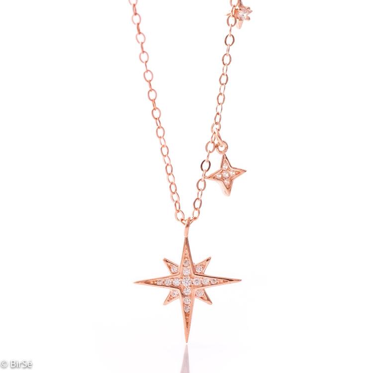 Silver necklace - Pendants Pink Asterisks