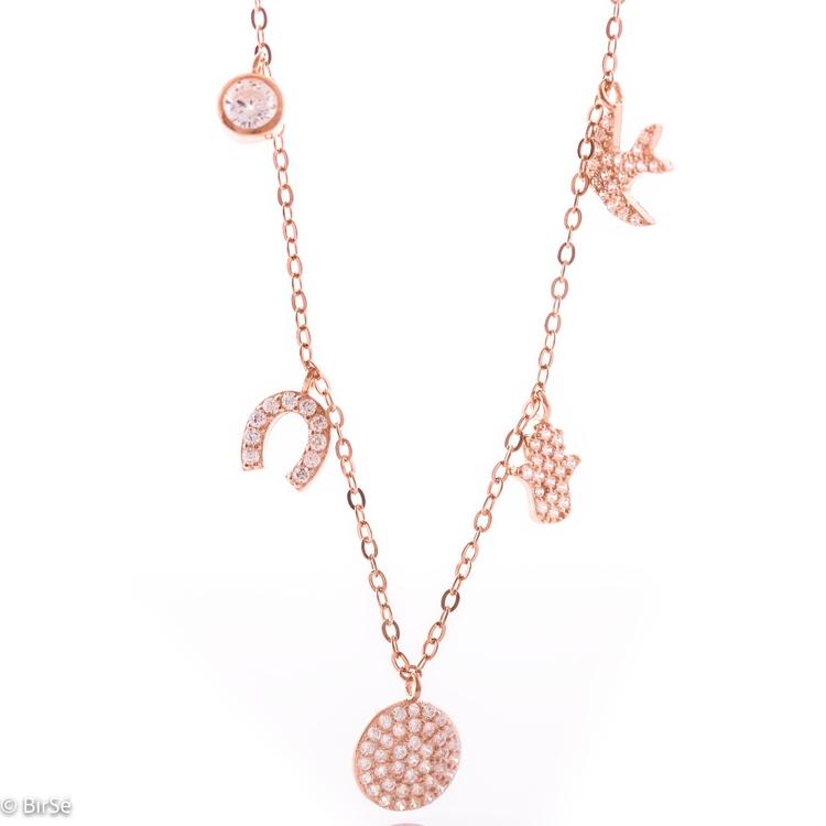 Silver necklace - Pink