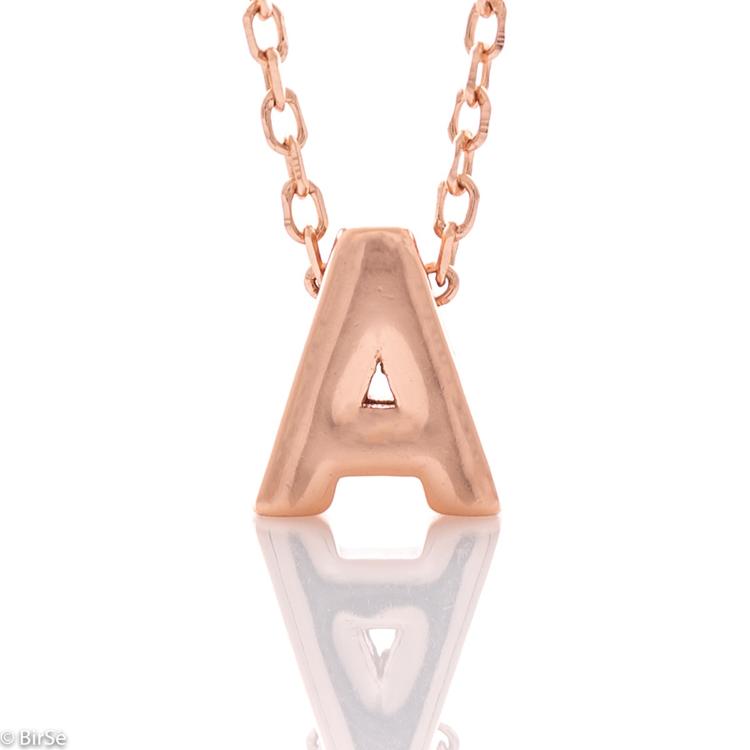 Necklace pink silver - letter A 