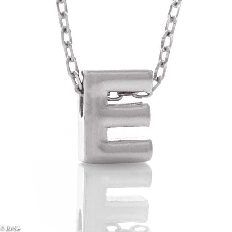 Silver necklace - letter E 