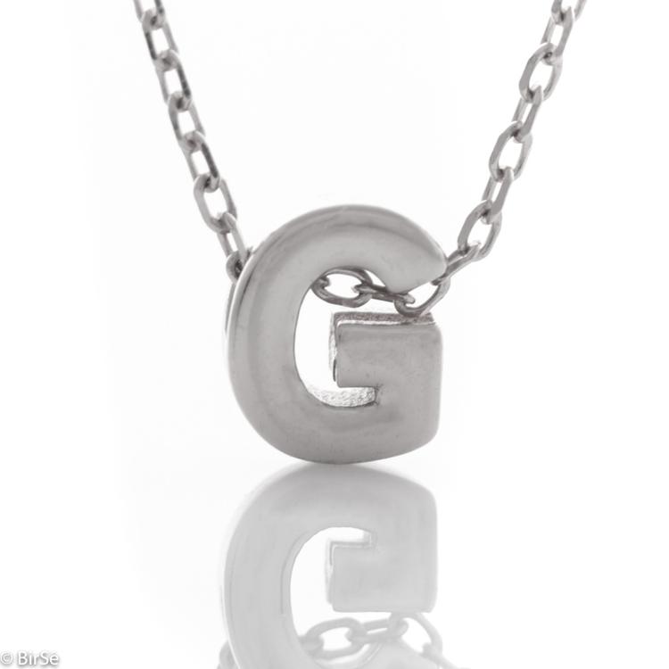 Silver necklace - letter G 