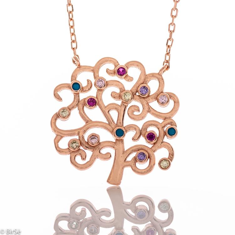 Silver necklace - Colorful Tree of Life 