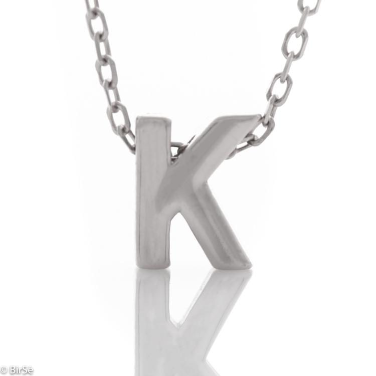 Silver necklace - letter K 