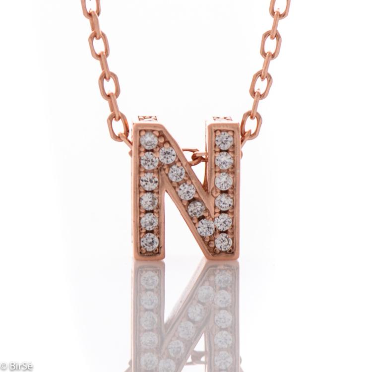 Necklace pink silver - N zircons 