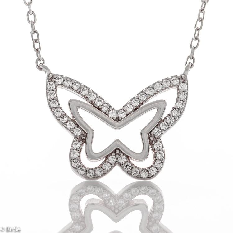 Necklace Butterfly with zircons 