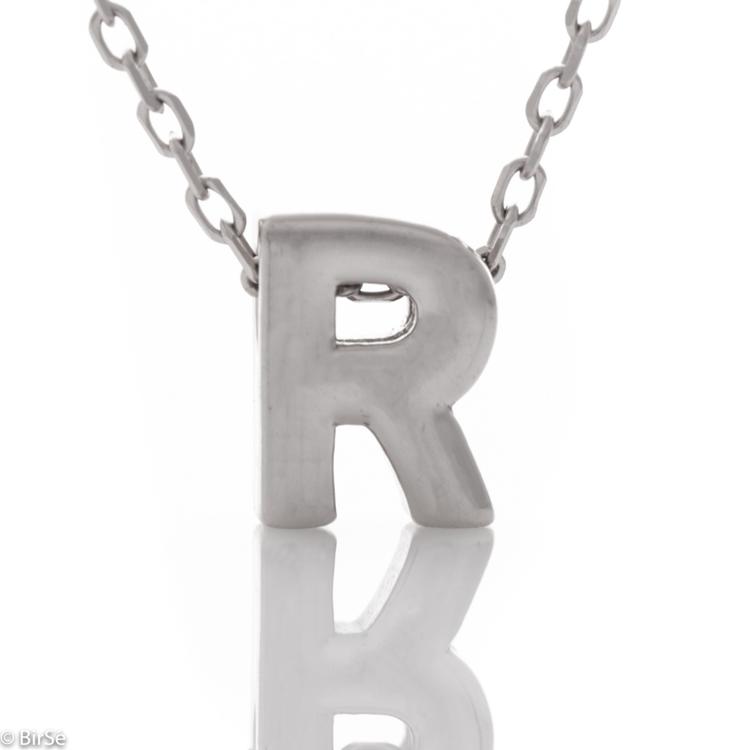 Silver necklace - letter R 