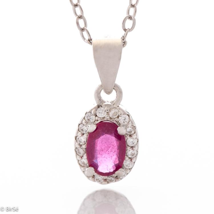 Silver necklace - Natural Ruby 0,60 ct.