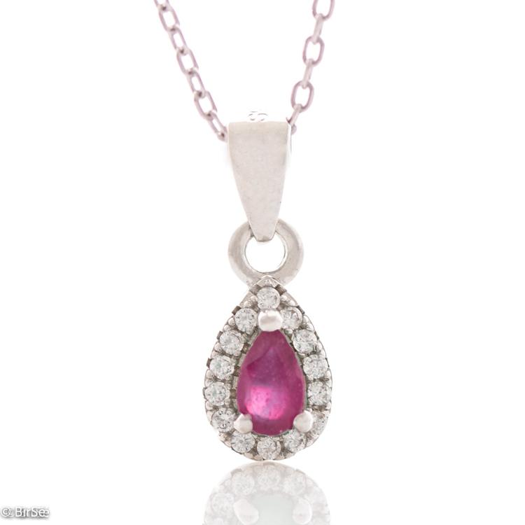 Silver necklace - Natural Ruby 0,30 ct.