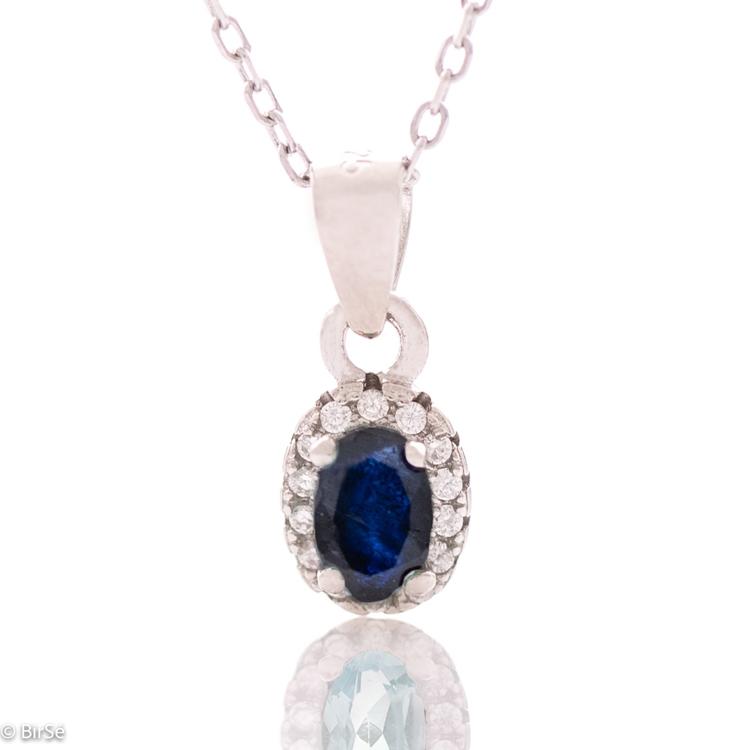 Silver necklace - Natural Sapphire 0,35 ct.