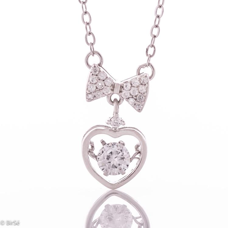 Silver necklace - Heart with Ribbon