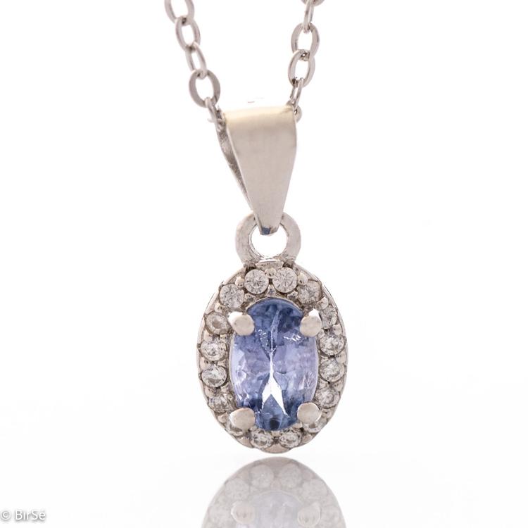 Silver necklace - Natural Tanzanite 0,48 ct.