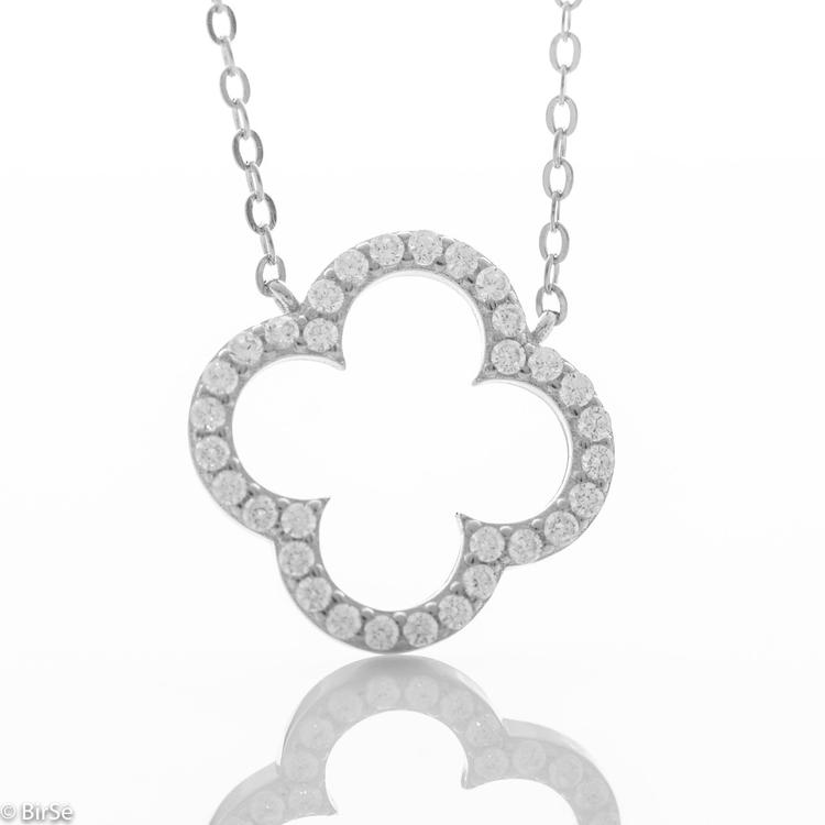 Silver necklace - Clover 