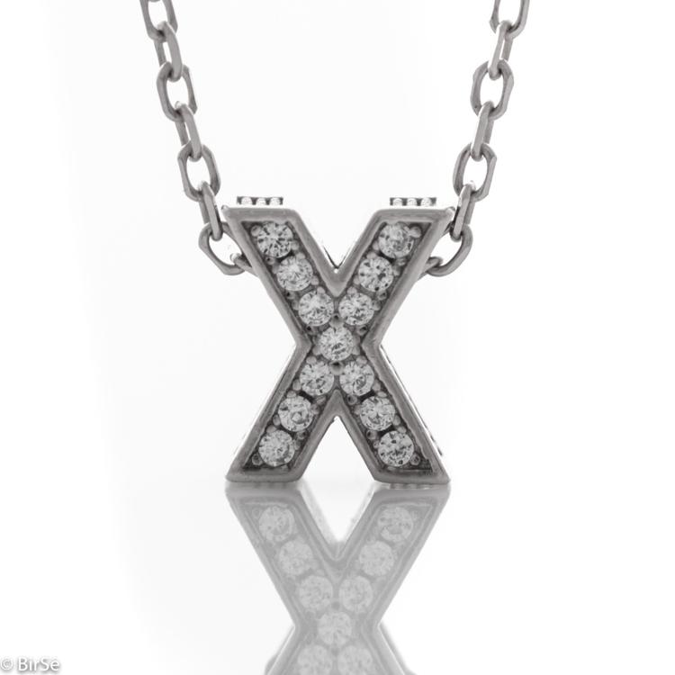 Silver necklace - letter X