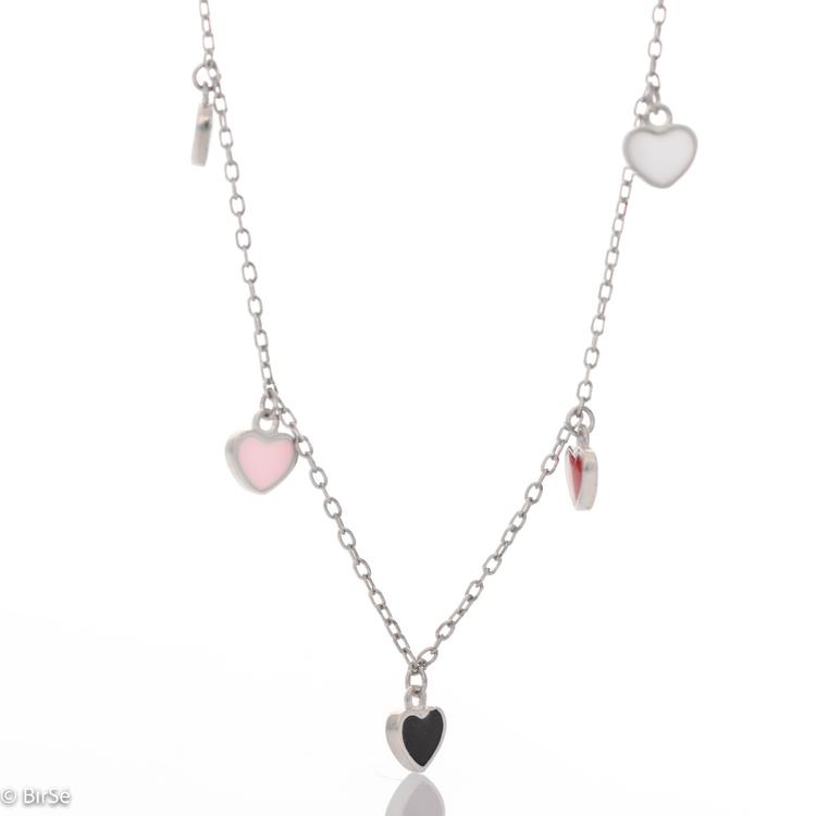 Silver Necklace - Hearts of Enamel