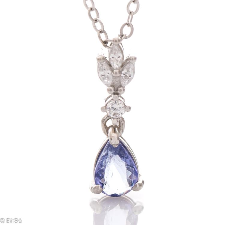 Silver necklace - Natural Tanzanite 0,60 ct.