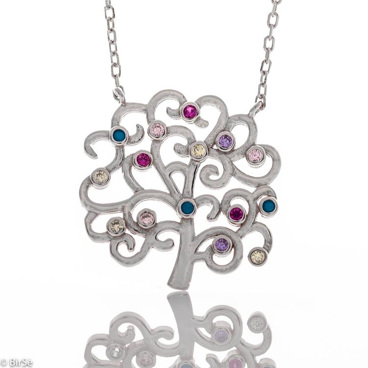 Silver necklace - Flower tree 